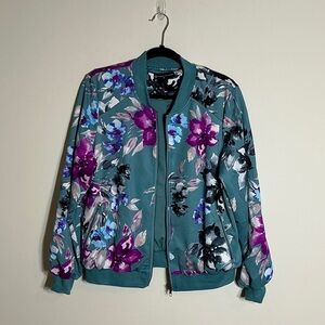 Fashion to Figure Teal Floral Bomber Jacket